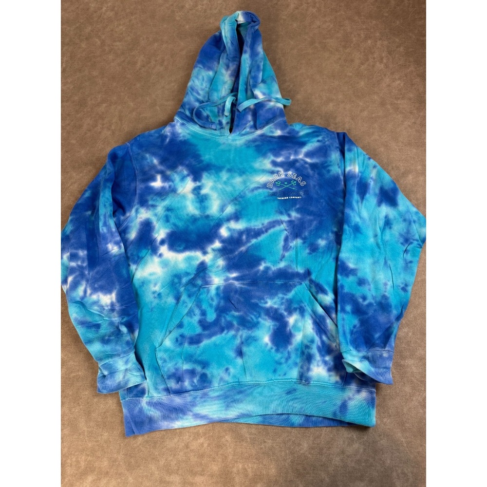 Dark‎ Seas Division Mens Tie Dye Graphic Drawstring Pullover Blue Hoodie Small